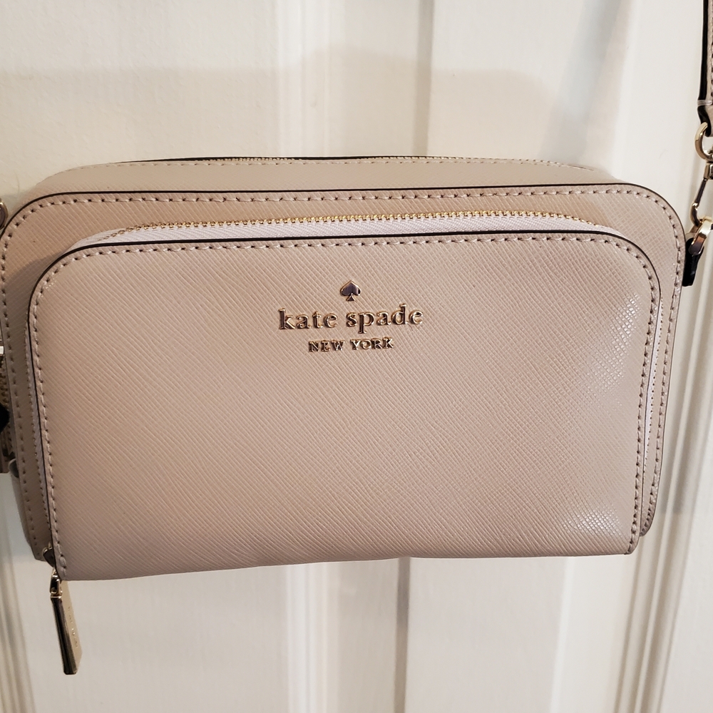 Kate Spade Staci Mini Dual Zip Around Crossbody in Cream